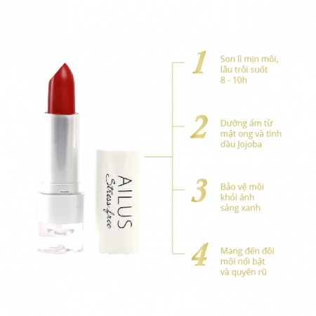 Son Lì Naris Mịn Môi Ailus StressFree Lipstick