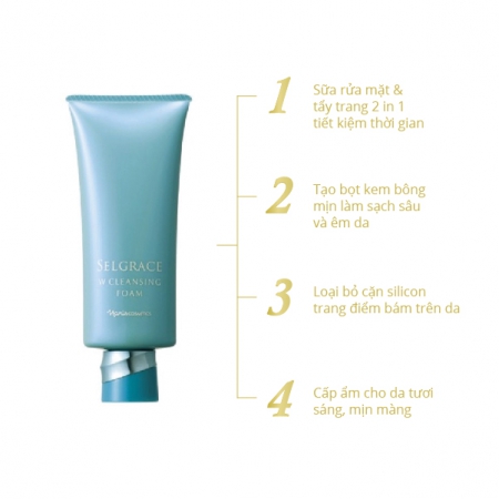 Sữa rửa mặt tẩy trang và trẻ hóa da NARIS SELGRACE W CLEANSING FOAM