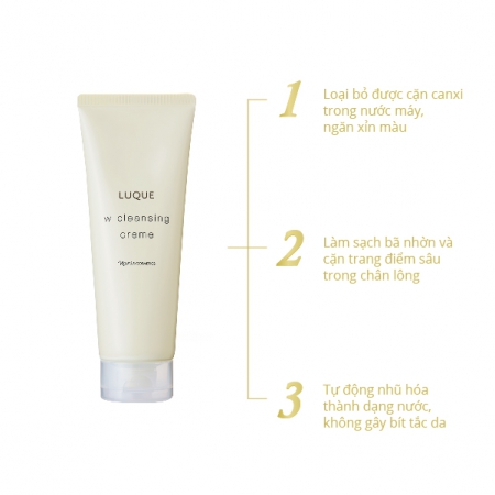 Kem rửa mặt kiêm tẩy trang 2in1 NARIS LUQUE 3 - W CLEANSING CREME