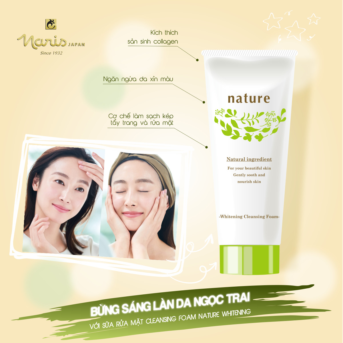 Sữa rửa mặt làm sáng da nature whitening