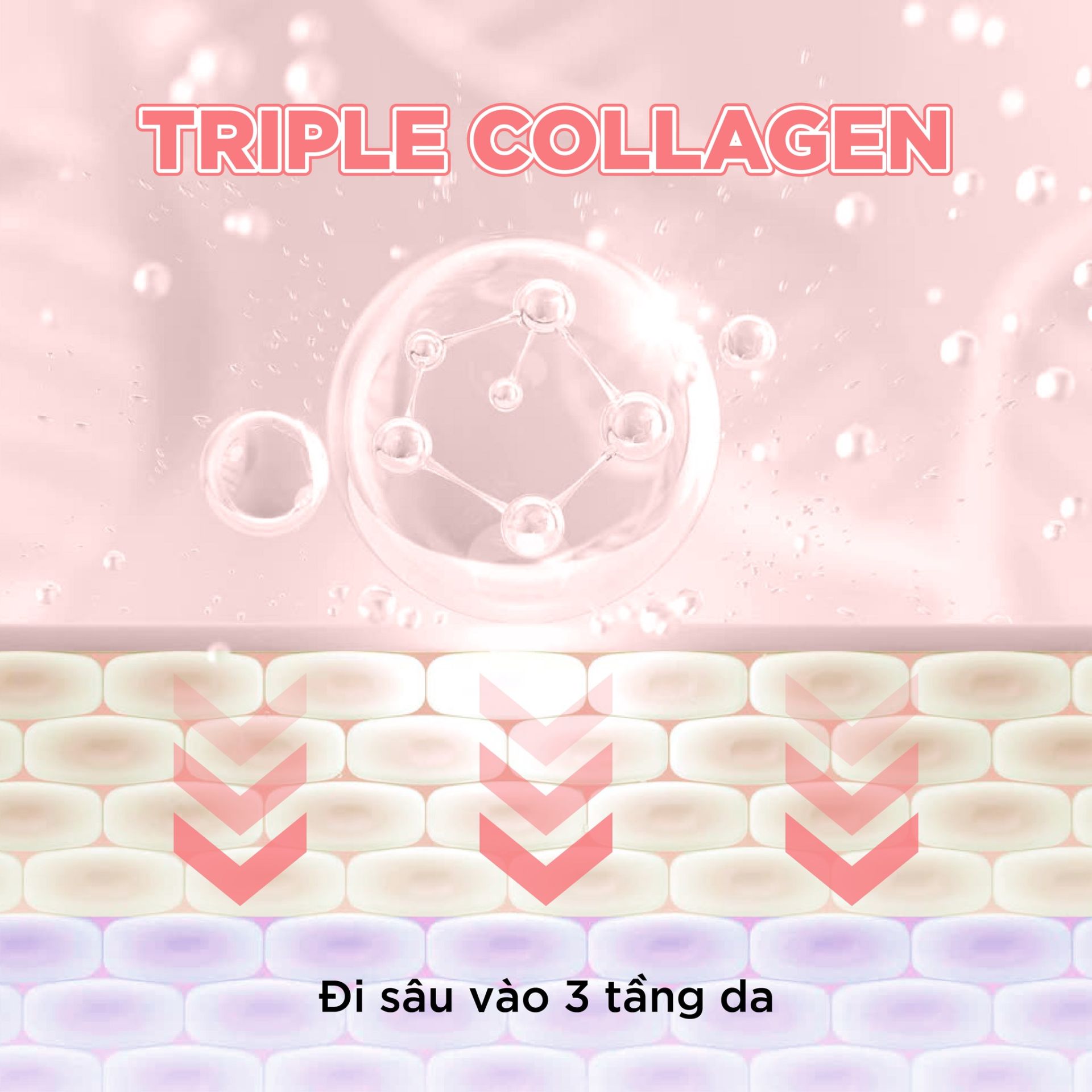 Công nghệ tripple collagen giúp thẩm thấu sâu vào bên trong da